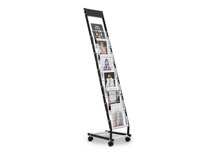 VEVOR Présentoir à brochures 6 niveaux\, porte-brochures sur pied avec roulettes\, porte-revue en métal pour journaux\, présentoir à magazines mobile pour expositions\, bureaux\, hôtels\, salons artisanaux