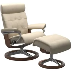 Stressless Sessel mit Hocker Erik Signature Leder Beige Batick Cream L (Large)