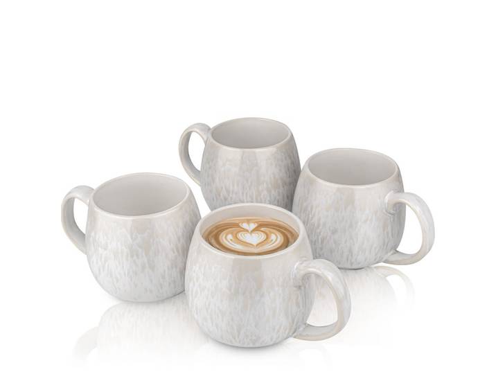 Sänger Cappuccinobecher SET Korfu - 4 teilig aus Steingut, Creme, Keramik, 4-teilig, 0.3 L, Rund, 8.5x9.5x8.5 cm, kratzfest, Geschirr, Tassen, Tassen Sets