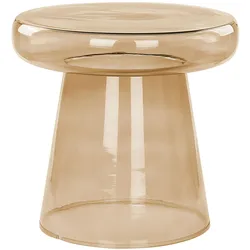 BEISTELLTISCH Rauchglas goldbraun rund 39 cm Caldera