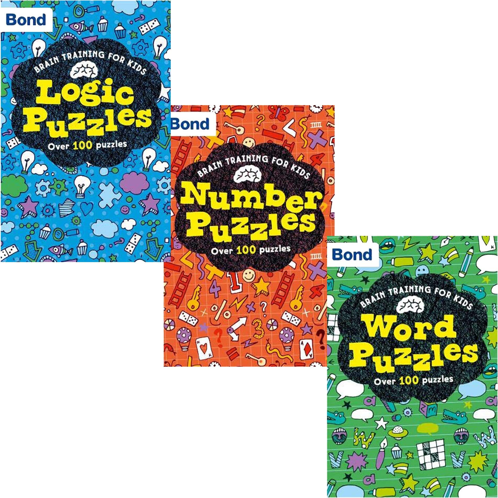 OXFORD UNIVERSITY PRESS Bond Brain Training for Kids Oxford 3 Books Collection Set - Number Puzzles, Logic Puzzles, Word Puzzles