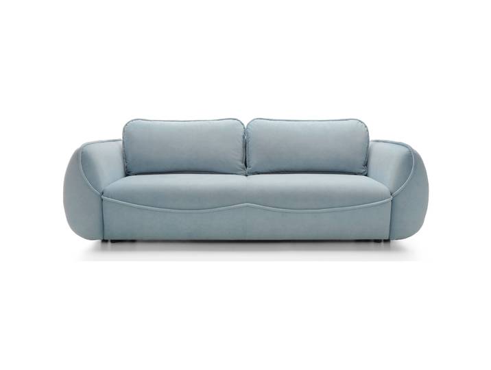 Dreisitziges ausklappbares Sofa Cutie mit Stauraum, hellblauer
