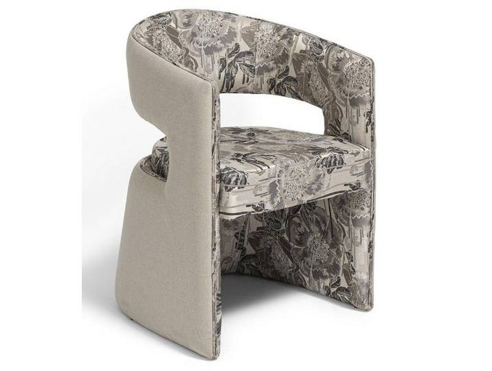 JVmoebel Esszimmerstuhl Stuhl Design Modern Grau Stoff Floral Ausdrucksstark Komfort Fokus, Made in Europa