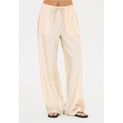 Stoffhose ATHLECIA "Resort", Damen, Gr. 42, EURO-Größen, weiß, 55% Leinen, 45% Viskose, unifarben, lang, Hosen Stoffhose, in atmungsaktiver Qualität