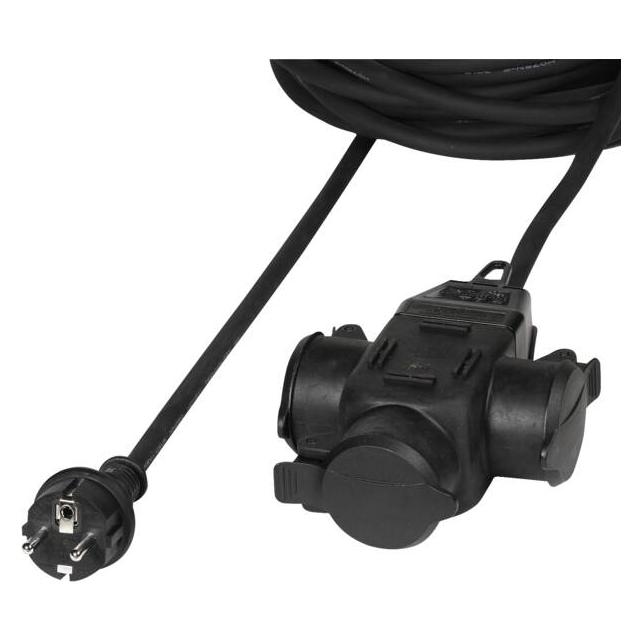Vivanco Outdoor Schuko Verlängerungskabel, 3 Steckplätze, 10m (10 m, CEE 7/3) (VVELOUTSHU3WAY)