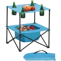VEVOR Klapptisch Buffettisch tragbarer Allzwecktisch 56 cm, wasserfester Tisch aus 600D Oxford Gewebe mit 4 Getränkehaltern, Gartentisch Campingtisch für Partys Picknick Camping Grillen BBQ, Blau