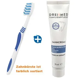 Zahnbürsten Set bestehend aus Zahnbürste und Zahnpasta 75 ml Mundhygiene-Set - Zahnbürste einzeln verpackt mit Zahnpasta
