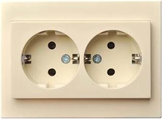 Liregus Epsilon Dubbel Schuko Stopcontact, Zandkleur