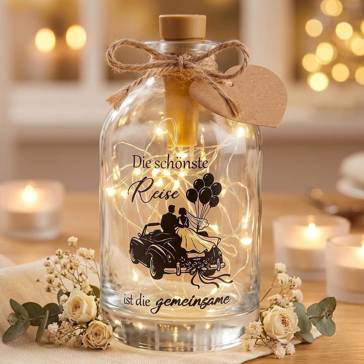 Verlichte decoratieve fleslamp met LED voor creatieve geldcadeaus en unieke verpakking