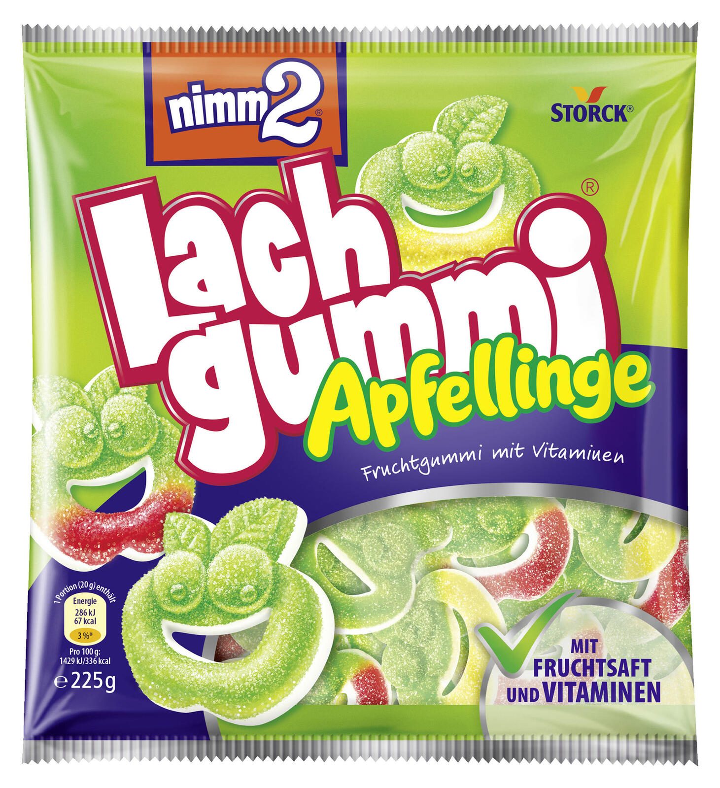 nimm2® Lachgummi Apfellinge Fruchtgummi 225,0 g 387667