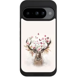 Nivocase Handyhülle für Google Pixel 10 Hülle NIVOpure Case Schwarz Blumen Hirsch Tiere (Google Pixel 10), Smartphone Hülle, Schwarz