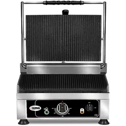 GMG - Kontaktgrill - ▲ & ▼ Gerillt - mit Grillplatten aus Gusseisen, Fettauffangschale und Temperaturregelung 50° - 300° C