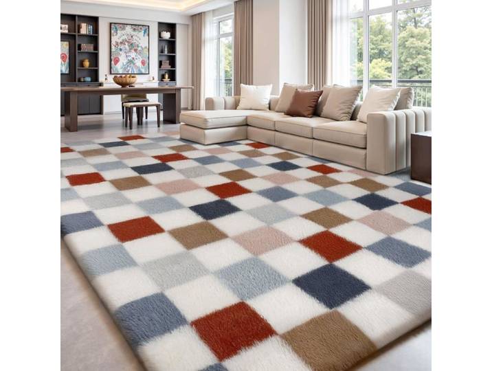 Tapis Sour Lemon 160 x 230 cm à carreaux multicolores lavable et antidérapant
