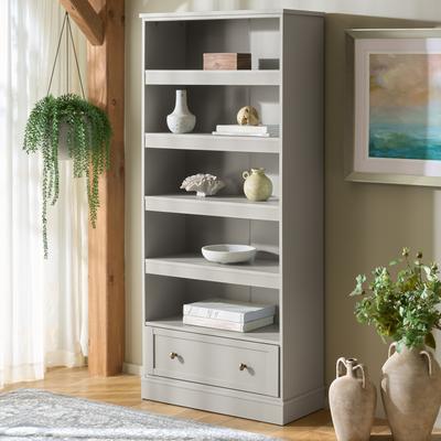 "SAFAVIEH Shafa 31.5-Inch Wood Bookshelf, Light Grey, Modern - 32"" W x 14"" D x 71"" H"