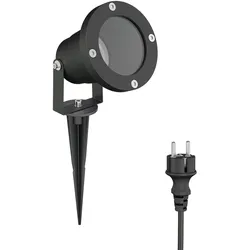 ledscom.de LED Gartenstrahler DUK schwarz mit Erdspieß für außen, Aluminium, ohne Leuchtmittel