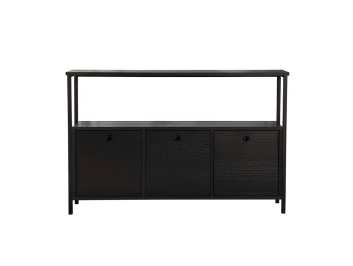 Buffet 3 portes l120 cm - bois noir/ noir