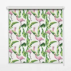 INNENROLLO - Fensterrollo - Rollo - 90x180 cm - Flamingos auf den Blättern