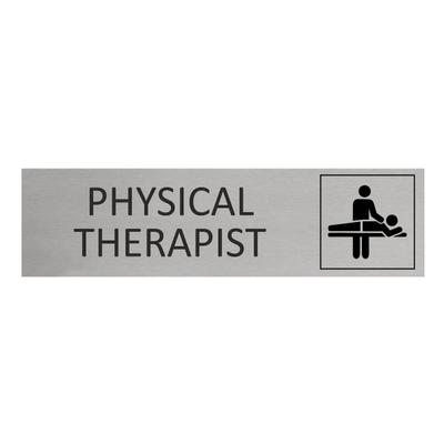 CombiCraft Aluminium Türschild Physical Therapist 165x45mm mit 3M-Tape zur Befestigung, einfache Kennzeichnung von Räumen und Bereichen