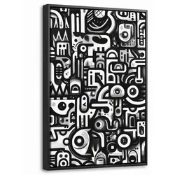 LEINWAND Bilder mit Rahmen - Symbole - Abstrakt - Grafik - Schwarz - 40x60