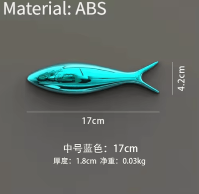 Inspire Curations 3D Electroplated Fish Wall Decor Modern Metallic Ocean Art Pendant blue Medium