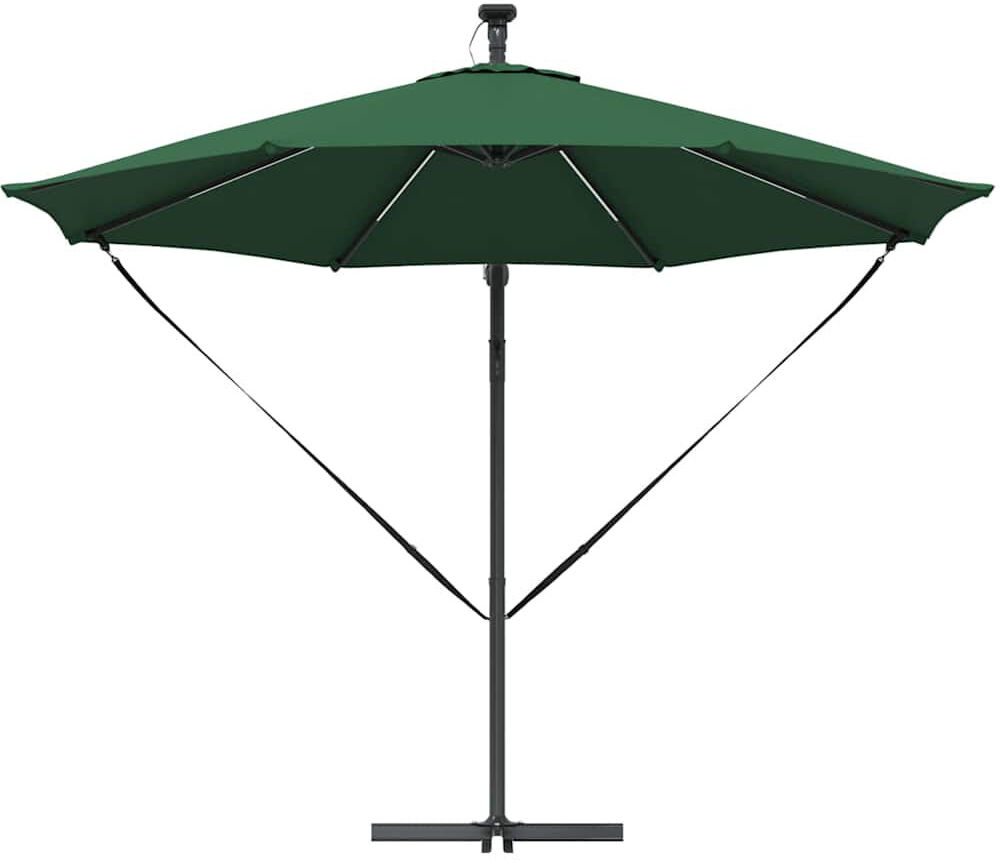 Latitude Run Umbrella with LED Strip Lights Polyester and Aluminium Outdoor Parasol Green 248cm H x 294cm W x 294cm D