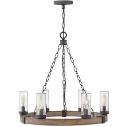Elstead Lighting Sawyer Exterior Chandelier 6xE14 IP44 Sequoia Holzoptik Hinkley