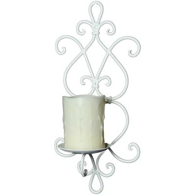 Wandkerzenhalter AMBIENTE HAUS "Increto Wandleuchte 36cm", weiß, B:18cm H:37cm T:11cm, Schmiedeeisen, Kerzenhalter