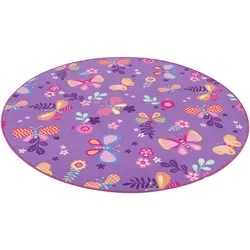 Snapstyle, Kinderteppich, Kinder Spiel Teppich Schmetterling Rund (200 cm)