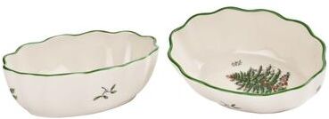 "Spode Christmas Tree Set of 2 Fluted Oval Dishes - 6"" L x 4"" W"