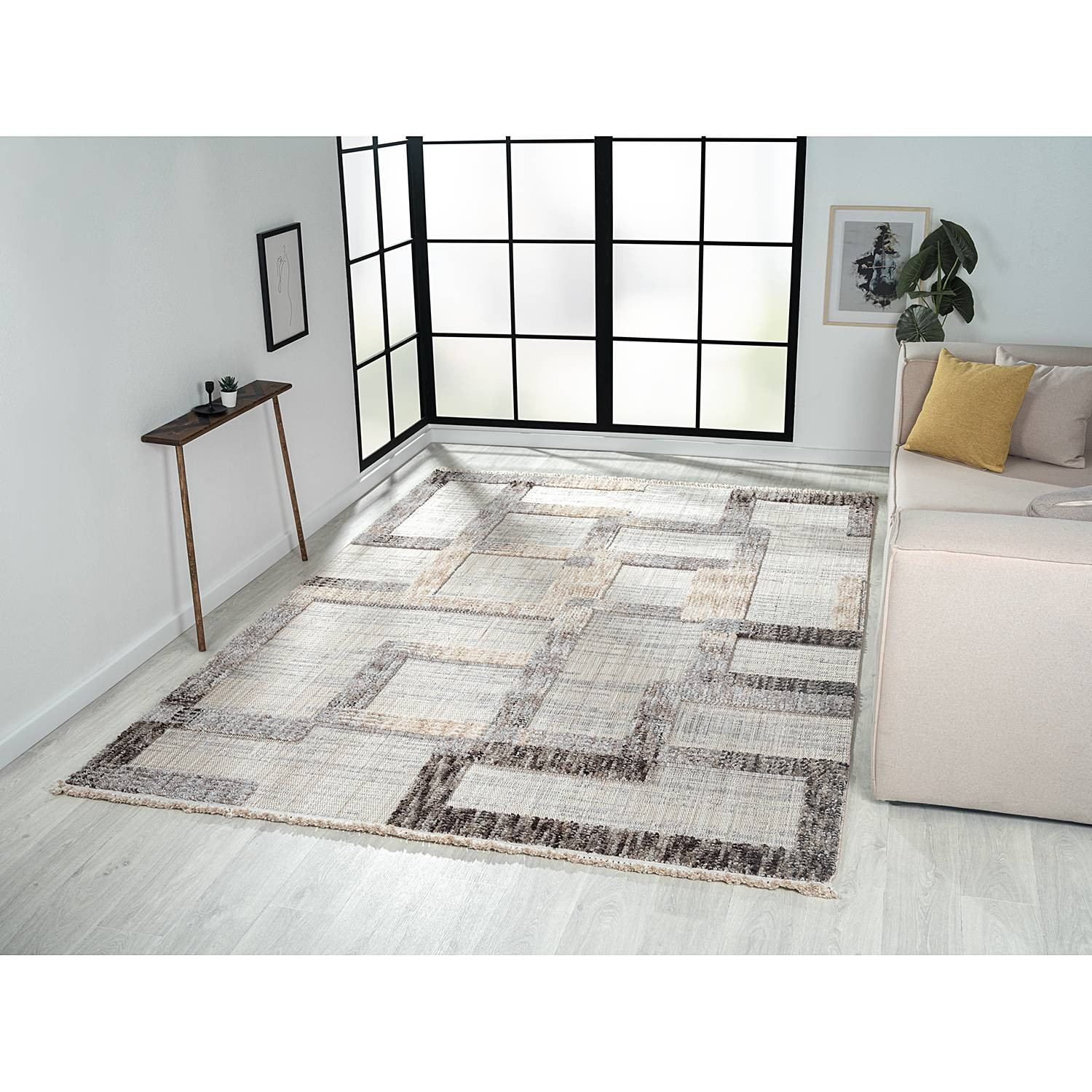 home24 Laagpolig vloerkleed grijs 200 x 290 cm