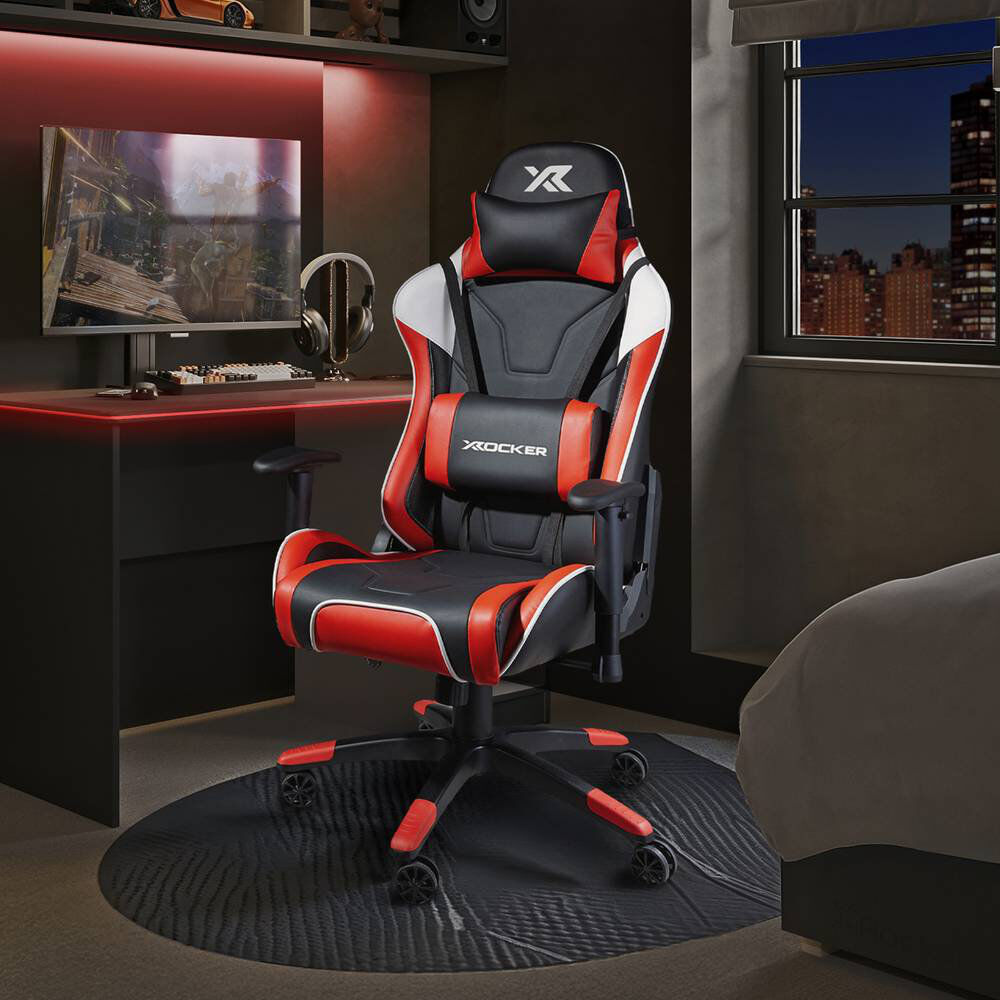X Rocker Agility Esports Gaming Chair Black/Red/White 131cm H X 66cm W X 53.5cm D