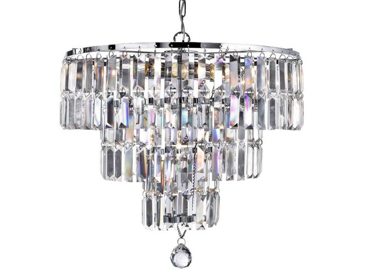 Kristall-Hängeleuchte Empire, Chromfarben, Metall, Glas, 43 cm, Lampen & Leuchten, Leuchtenserien