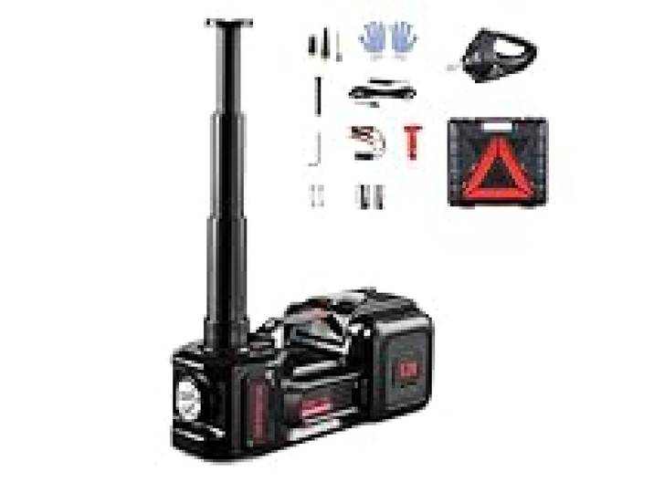 VEVOR Cric Électrique 5 T, Cric de Voiture Automatique avec Gonfleur Intégré, Cric de Levage avec Clé à Chocs Électrique et Lampe LED, Outil Démonte-Pneu Portable pour Dépannage Routière SUV Berline