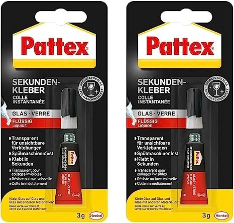 Pattex Sekundenkleber Glas flüssig, 3 g Tube