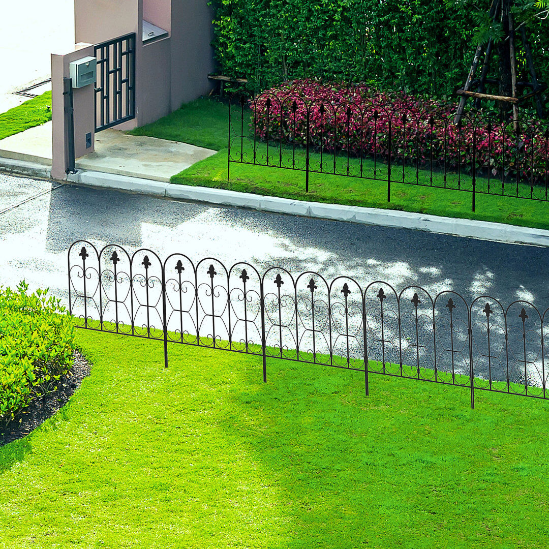 ClassicLiving Collinge Decorative Garden Fencing 5PCs Outdoor 83cm (H) x 3m (L) Black Black