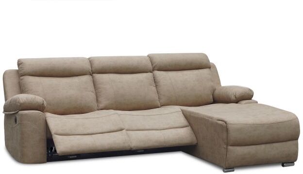 duehome Sofá relax eléctrico con chaiselongue izquierdo Nellie 3 plazas - Cemento