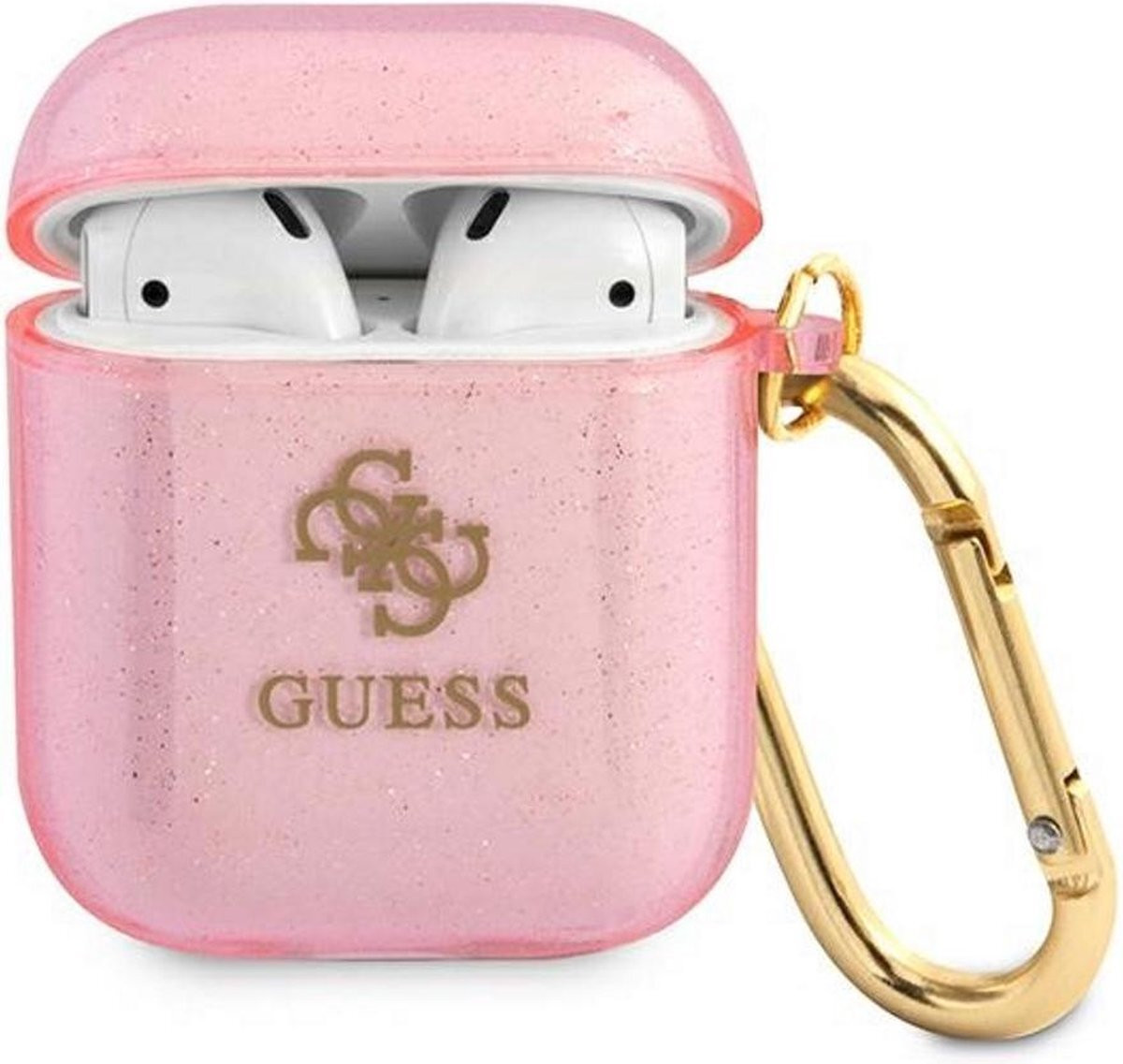 Guess Airpods hoesje roze glittercollectie