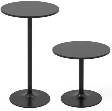 Costway 24 Inch Modern Round Cocktail Table with Metal Base and MDF Top-Set of 2
