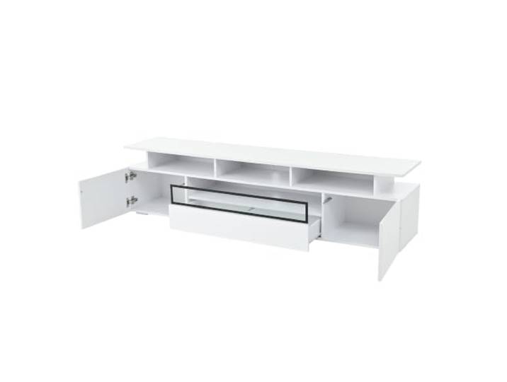 TV-Schrank 180x45cm Weiß Hochglanz LED App Spanplatte Hochglanz-Front, LED per App, 10 Fächer, Spanplatte/Acryl, 180x38x45 cm, 45 kg, Montage nötig