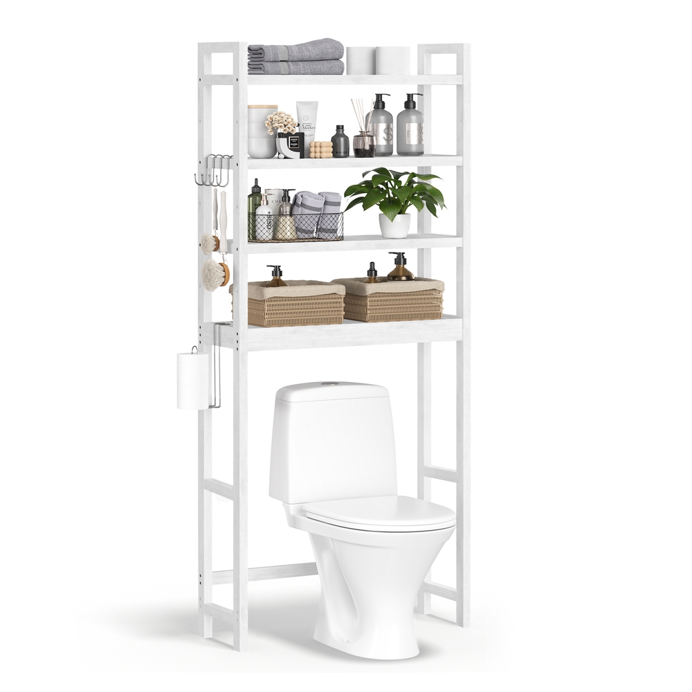 SONGMICS Toilettenregal mit verstellbaren Ablagen wolkenweiß BTS041W01