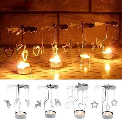 Uplift Essentials Spinning Rotary Metal Carousel Candle Holder deer