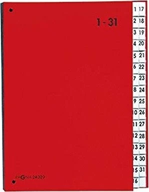 PAGNA Pultordner Color, DIN A4, 1 - 31, 31 Fächer, rot