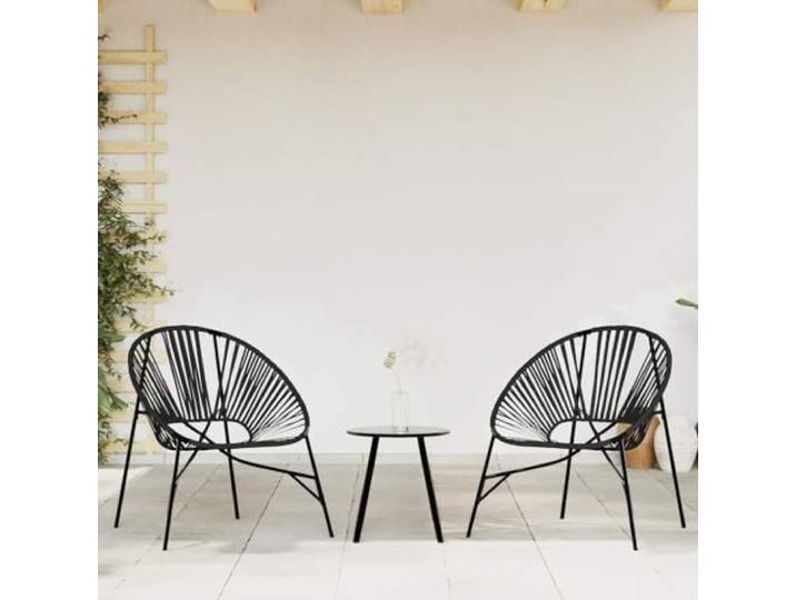 DYRJDJWIDHW Poly Rattan Wetterfest Terrassenstuhl Set 3 TLG. Schwarz Gartenstuhl-Set 3-tlg. Schwarz Poly Rattan Sitzgruppe mit Tisch UV-beständig für Terrasse Balkon Balkonmöbel