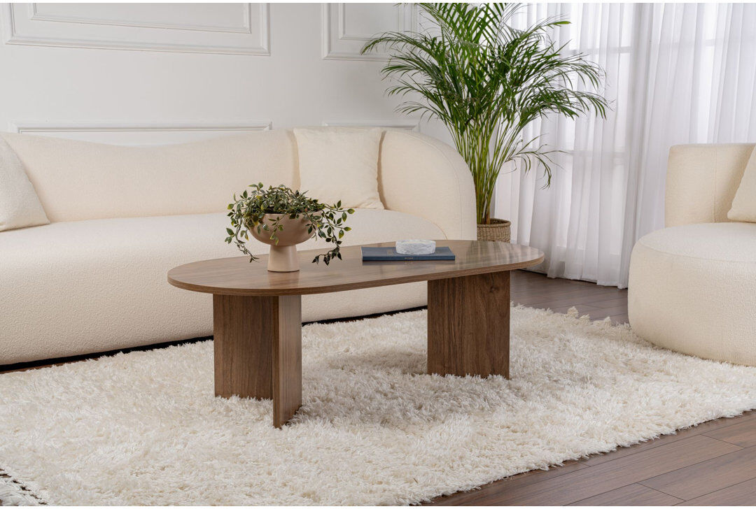Norden Home Coffee Table Natural Walnut Effect 42cm H X 119cm W X 60cm D
