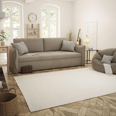 Wollteppich OTTO HOME "Wolltraum Pur", beige (naturweiß), B:70cm H:10mm L:130cm, Baumwolle, Wolle, Teppiche, Wendeteppich, handgewebt, Uni Farben, reine Wolle, Wohnzimmer