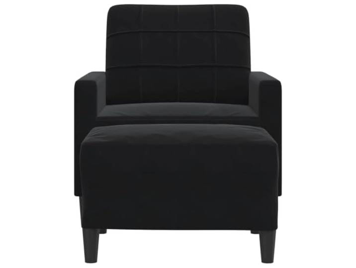 KTHLBRH Sessel aus schwarzem Samt 60 cm mit Fußstütze Metallrahmen, Schaumstoff-Füllung, modernes Design, für Wohnzimmer und Lesen