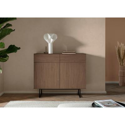 Sideboard HOME AFFAIRE "Lund, moderner Schrank, Kommode mit Kufengestell", nussbaum, B:115cm H:98cm T:40cm, Holzwerkstoff, Sideboards, Sideboard, optisch dünner Oberboden, hochwertige Optik, ausreichend Stauraum