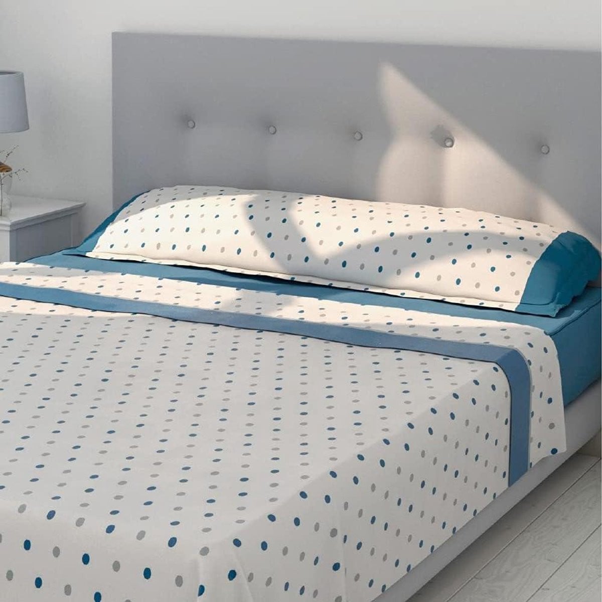 Cama 4-delig beddengoedset met laken en kussenslopen - Blauw