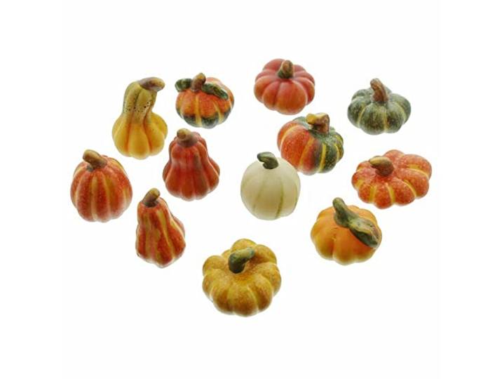 FRANK FLECHTWAREN Kürbis Deko, Terracotta-Kürbis, im 12er Set, natürlich, vielseitig verwendbar, Herbst & Halloween Deko