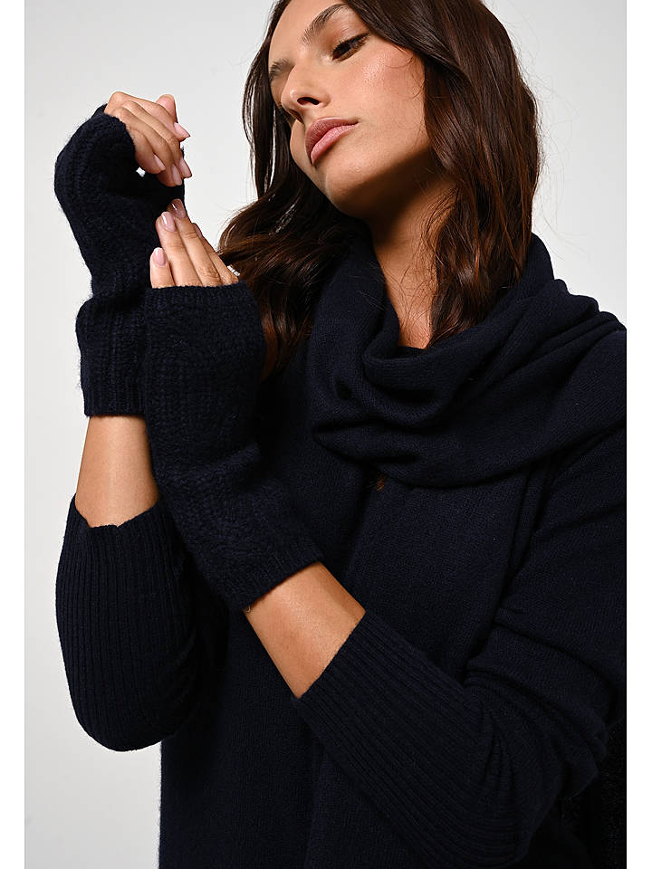 AUTHENTIC CASHMERE Kaschmir-Stulpen "Iris" in Dunkelblau - onesize